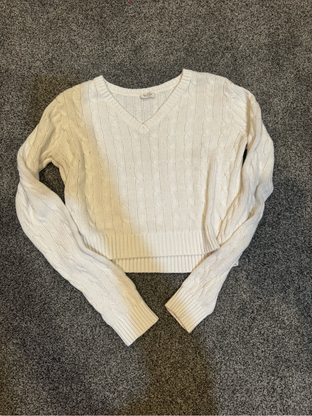 John Galt v neck cropped white sweater
